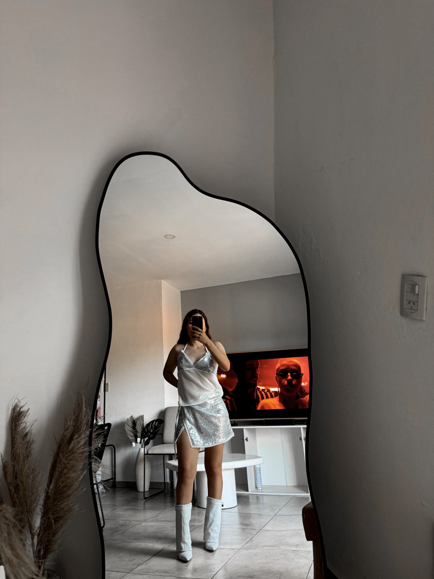 Short pollera brillo