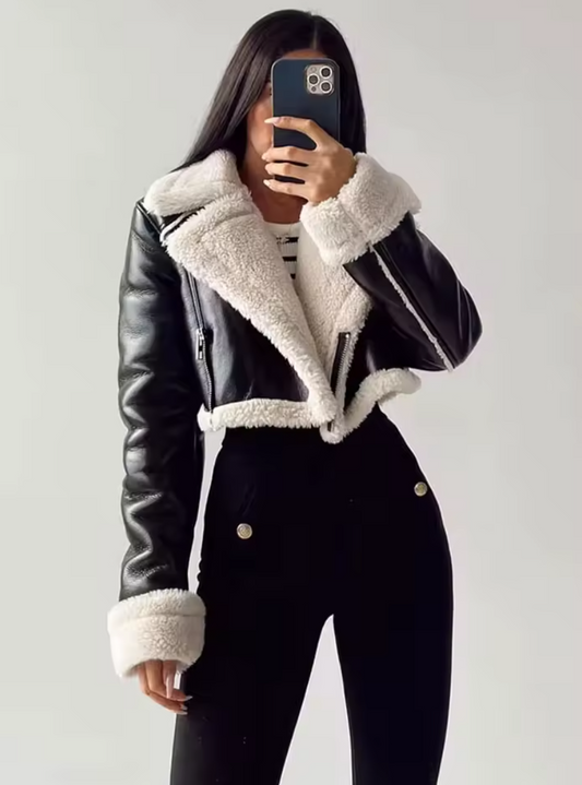 Campera cuero peluche