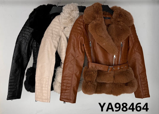 Campera cuero peluche