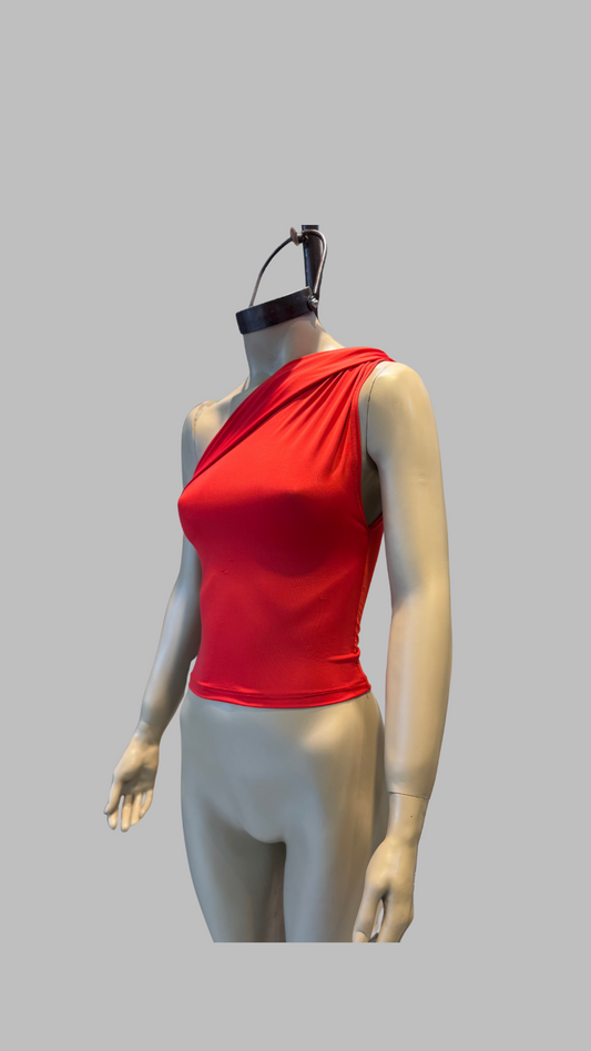 Top rojo un solo hombro