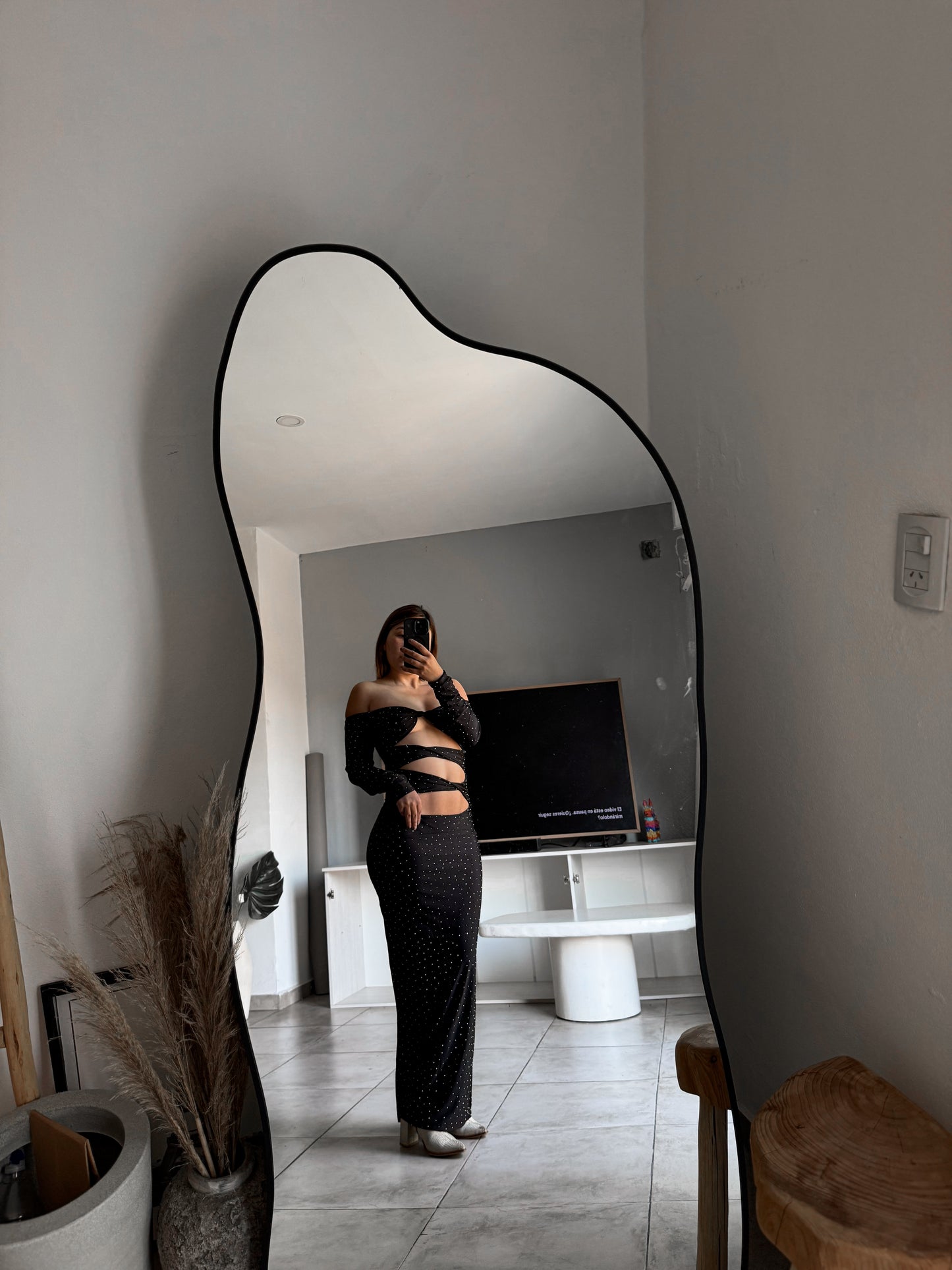 Vestido strass nudos