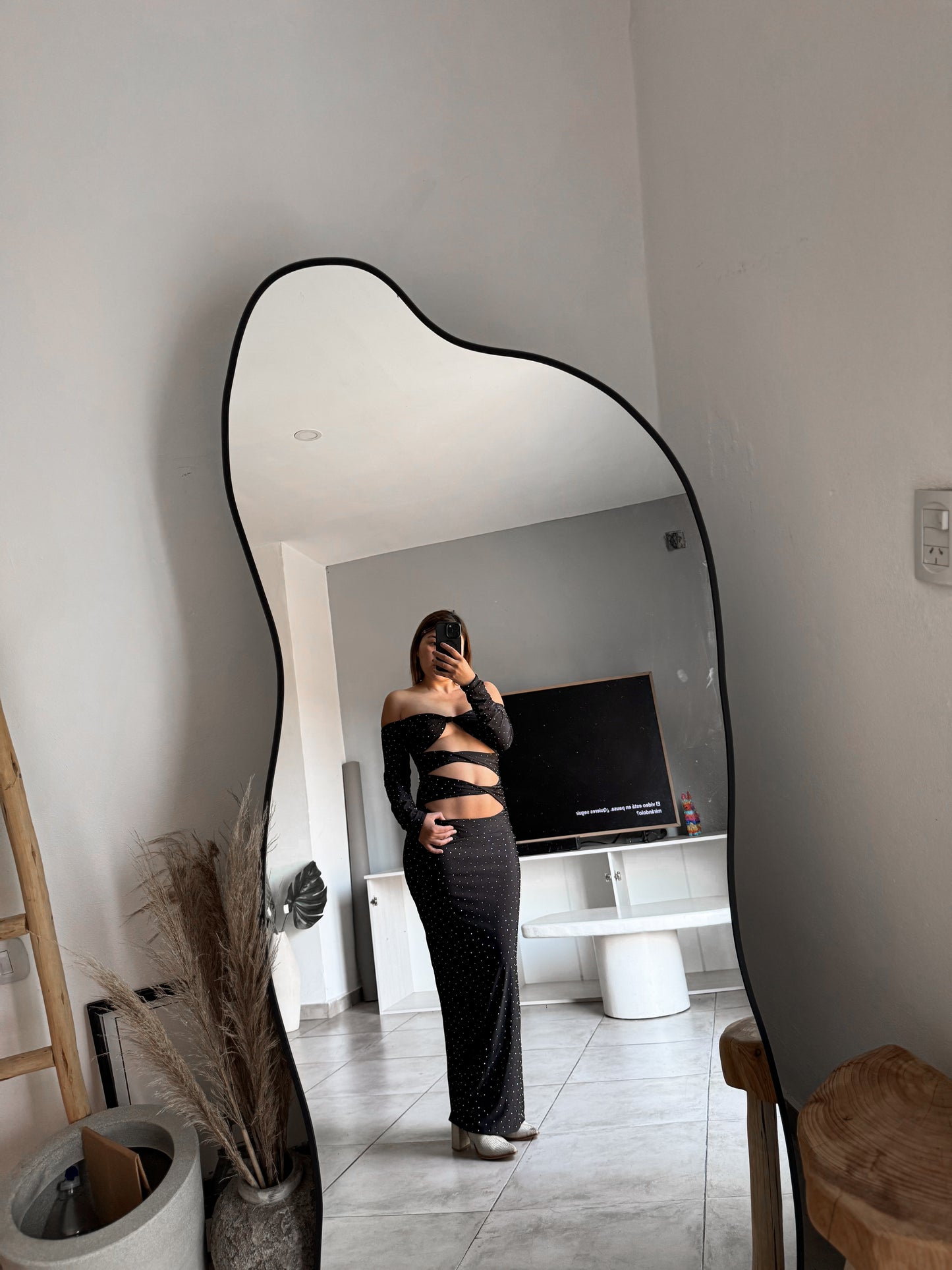 Vestido strass nudos