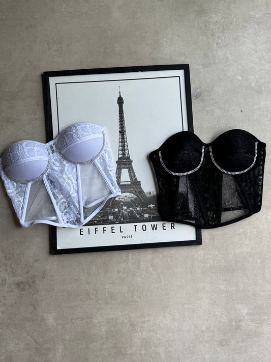 Corset encaje piedrita