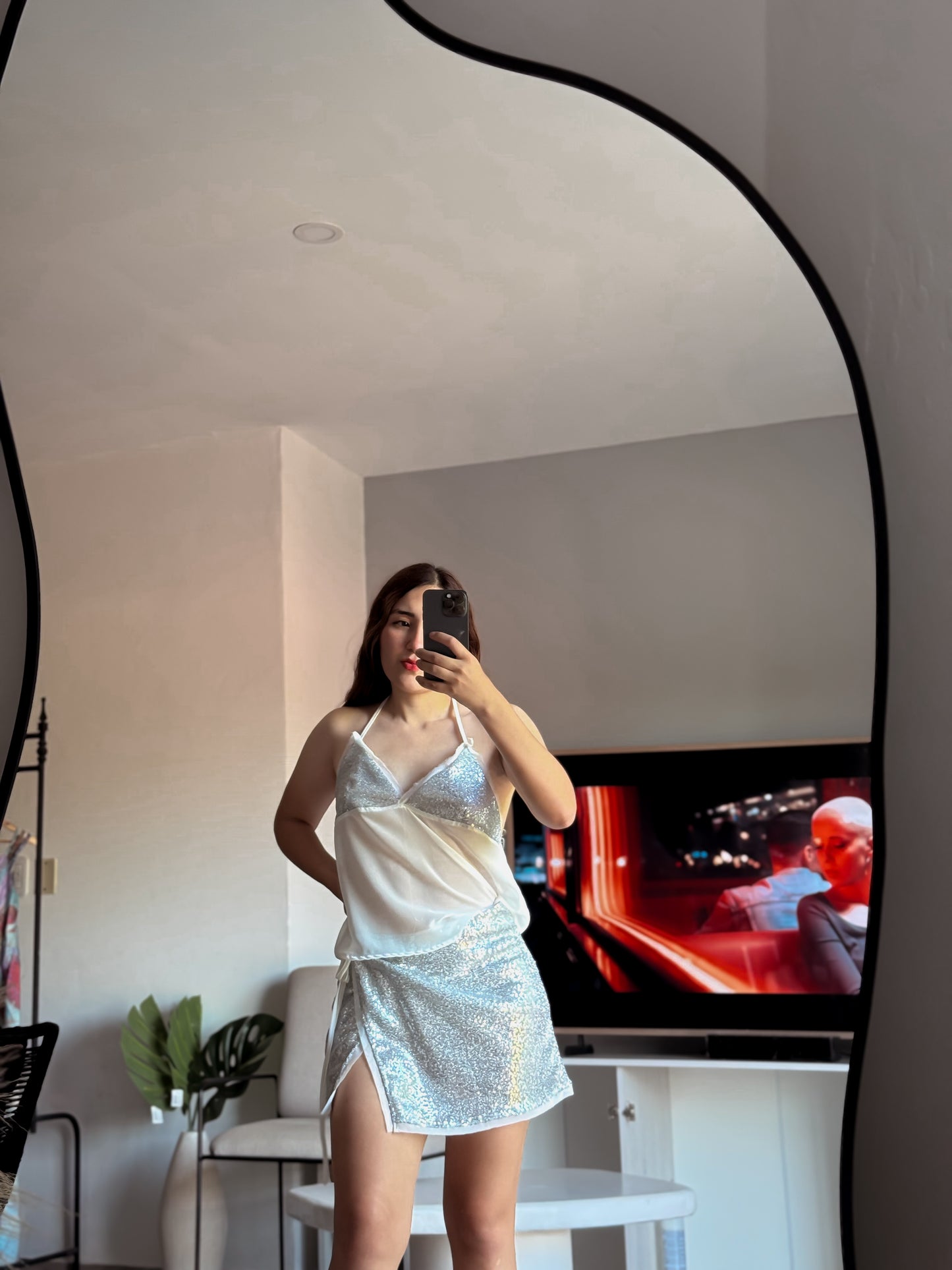 Short pollera brillo