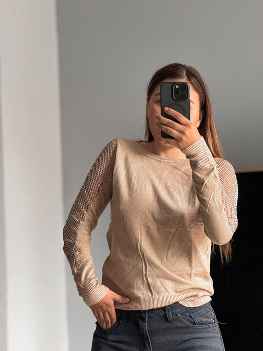 Sweater manga piedras